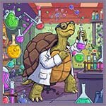 Tortoise doing chemistry practical.